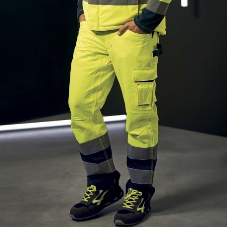 Pantalon De Travail Imperméable Haute Visibilité Jaune Homme 4XL - Taille élastique, Poches Intérieures