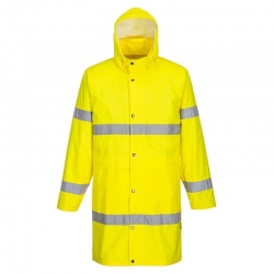 Vêtement Travail Orange Fluo Manteau De Pluie Hi-Vis Portwest 100cm - Orange - Taille XXL - Imperméable Avec Bandes Réfléchissantes - Norme EN ISO 20471 Combinaison Pluie Moto Homme