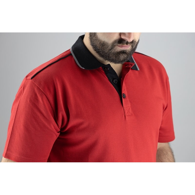 Polo professionnel de travail rouge Hamada LMA
